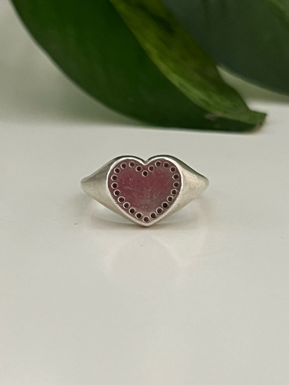 Vintage Pandora Heart Signet Ring, 925, Size 6.5